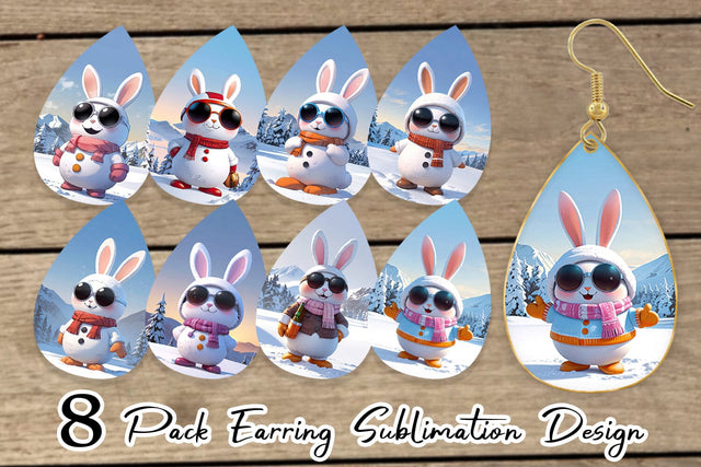 Earring Rabbit Christmas Sublimation artnoy 