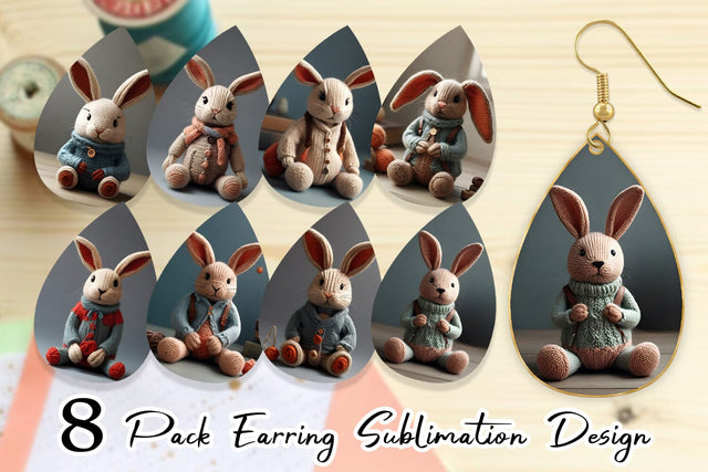 Earring Rabbit Embroidery Sublimation artnoy 