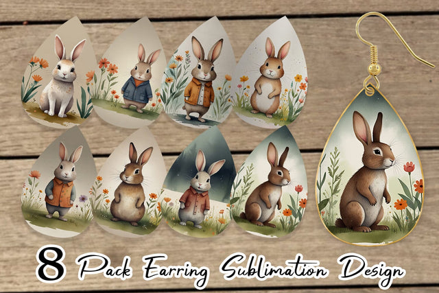 Earring Rabbit illustration Sublimation artnoy 