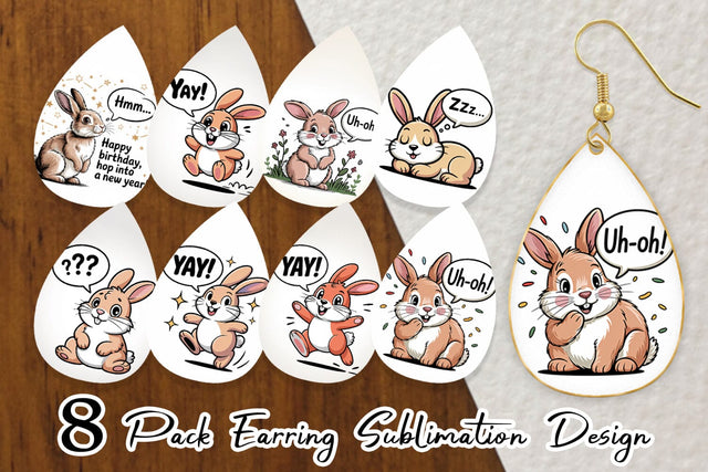 Earring Rabbit Mood Sublimation artnoy 