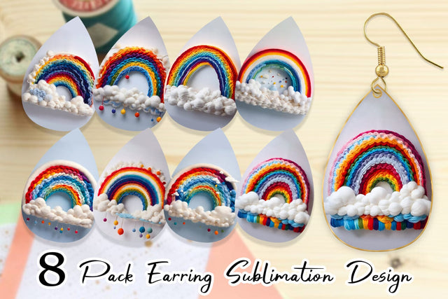 Earring Rainbow Embroidery Sublimation artnoy 