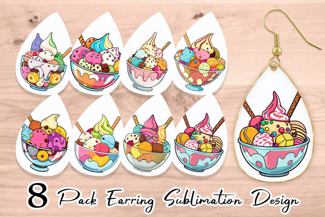 Earring Rainbow Ice Cream Sublimation artnoy 