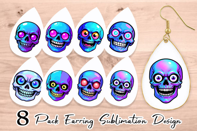 Earring Rainbow Skull Smirk Sublimation artnoy 