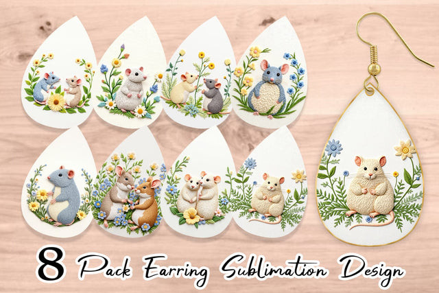 Earring Rat Embroidery Sublimation artnoy 
