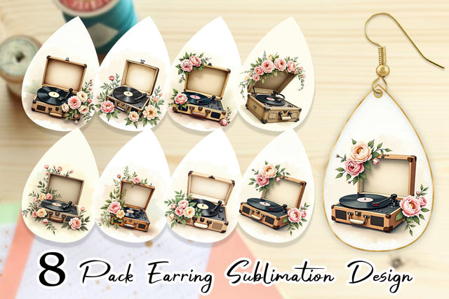 Earring Record Player Sublimation artnoy 