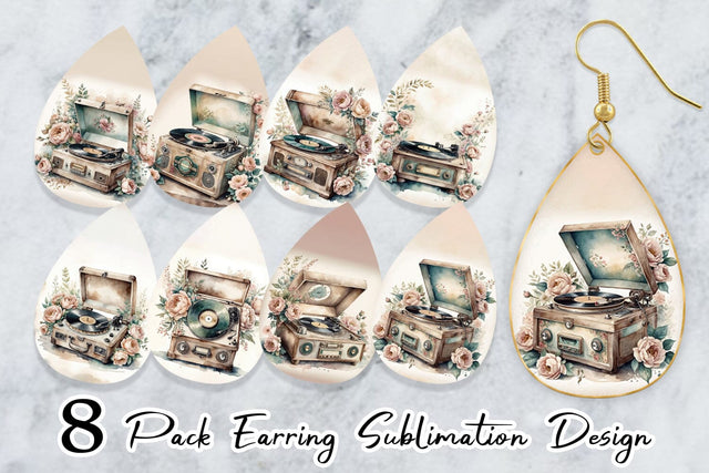 Earring Record Player Sublimation artnoy 