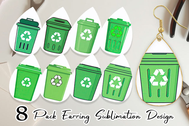 Earring Recycling Bin Sublimation artnoy 
