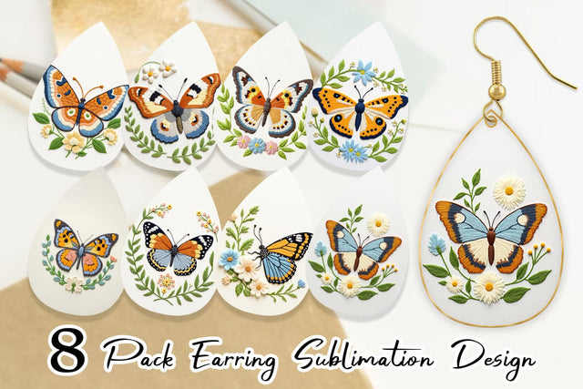 Earring Red Admiral Butterfly Sublimation artnoy 