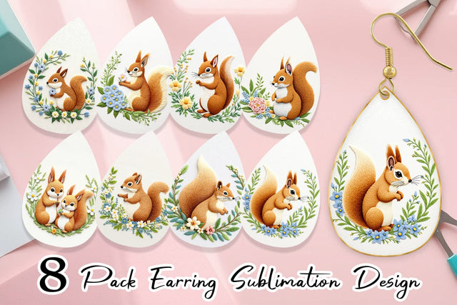 Earring Red Squirrel Sublimation artnoy 