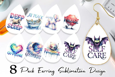 Earring Rest Recharge Quotes Sublimation artnoy 