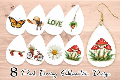 Earring Retro 70s Summer Boho Watercolor Sublimation artnoy 