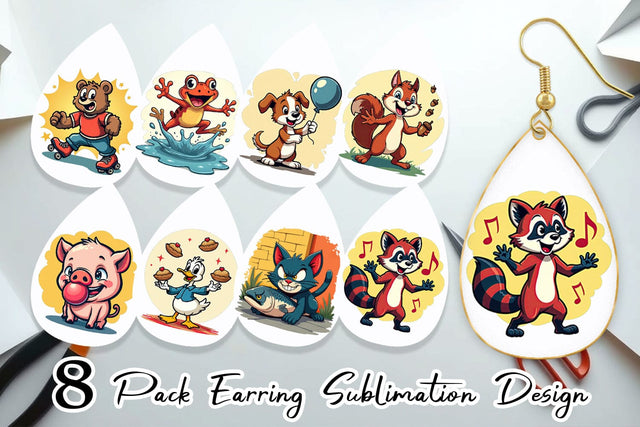 Earring Retro Animal Rascals Sublimation artnoy 