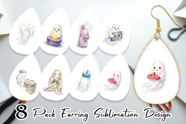Earring Retro Arcade Gamer Ghost Sublimation artnoy 