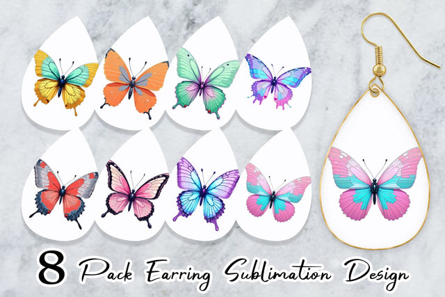 Earring Retro Butterflies Sublimation artnoy 