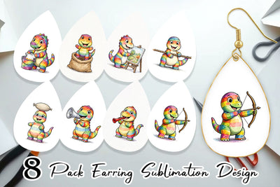 Earring Retro Camp Games Dino Ink Line Sublimation artnoy 