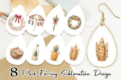 Earring Retro Coastal Christmas Decor Art Sublimation artnoy 