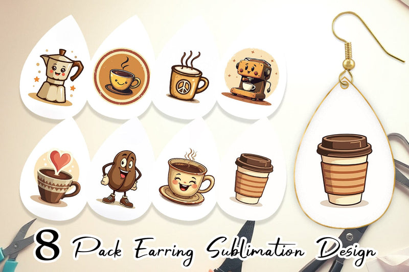Earring Retro Coffee Sublimation artnoy 