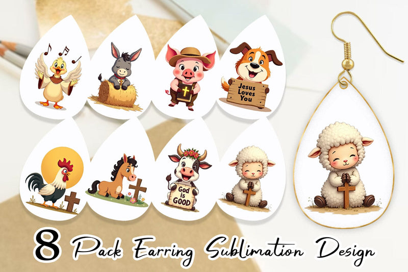 Earring Retro Faith Farm Sublimation artnoy 