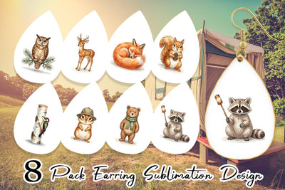 Earring Retro Forest Friend Watercolor Sublimation artnoy 