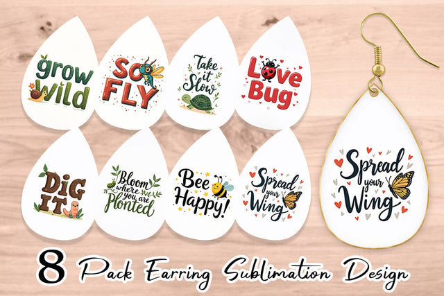 Earring Retro Garden Critters Cute Motivational Quote Art Sublimation artnoy 