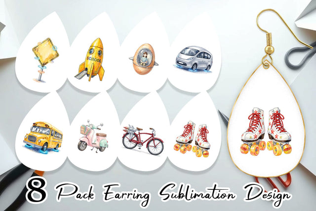 Earring Retro Hover School Transport Sublimation artnoy 