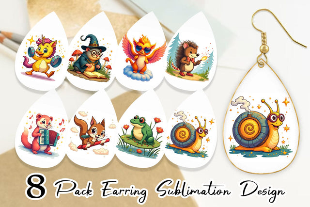 Earring Retro Magic Critters Sublimation artnoy 