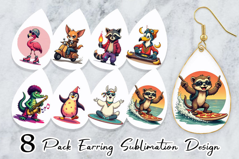 Earring Retro Quirky Critters Sublimation artnoy 