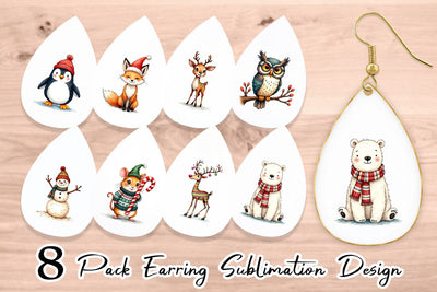 Earring Retro Reindeer Friends Sublimation artnoy 