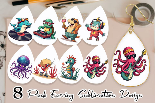 Earring Retro Sea Critters Sublimation artnoy 