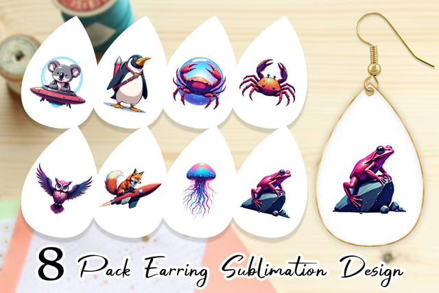 Earring Retro Space Creatures Sublimation artnoy 