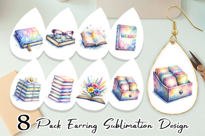 Earring Retro Teacher Books Sublimation artnoy 