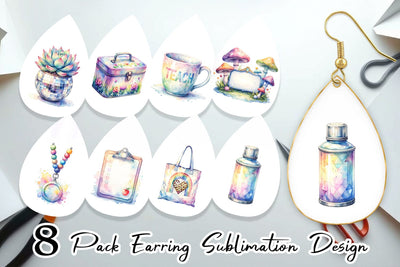 Earring Retro Teacher Design Sublimation artnoy 