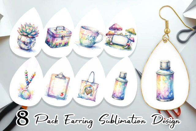 Earring Retro Teacher Design Sublimation artnoy 
