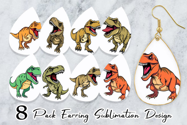 Earring Roaring Dinosaur Sublimation artnoy 