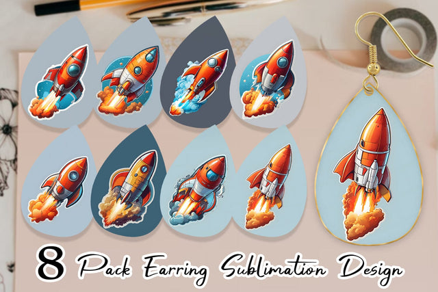 Earring Rocket illustration Sublimation artnoy 