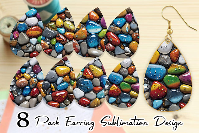 Earring Rocks with Water Drops Sublimation artnoy 