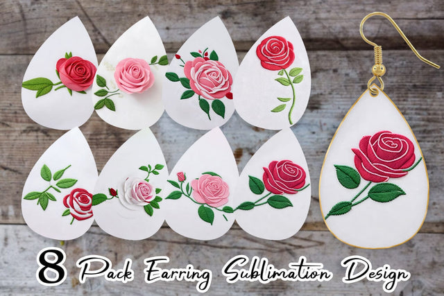 Earring Rose Embroidery Sublimation artnoy 