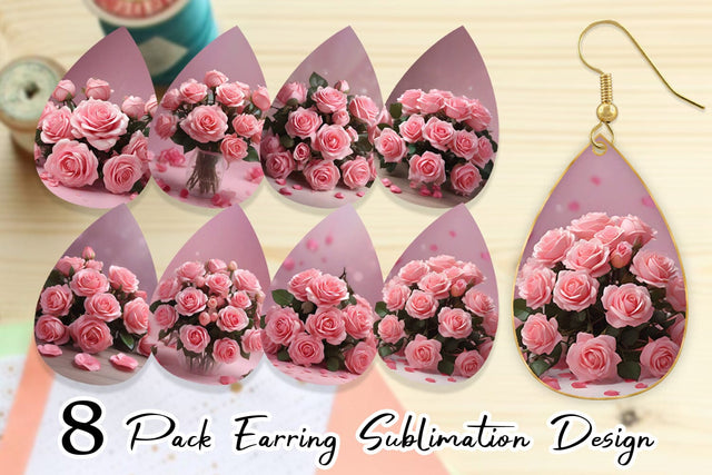Earring Rose flower bouquet Sublimation artnoy 