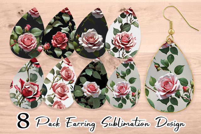 Earring Rose Pattern Sublimation artnoy 