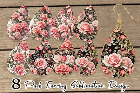 Earring Rose Pattern Sublimation artnoy 