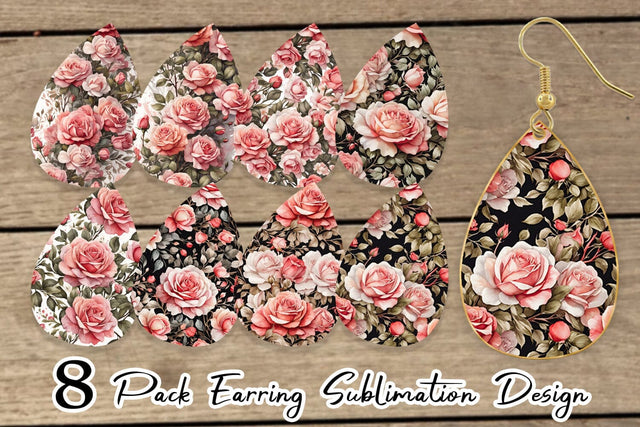 Earring Rose Pattern Sublimation artnoy 