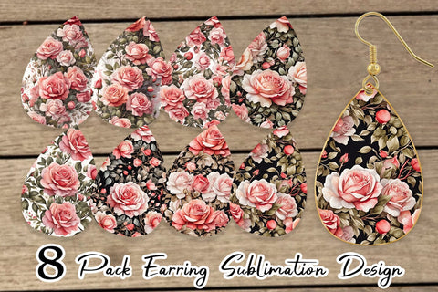 Earring Rose Pattern Sublimation artnoy 