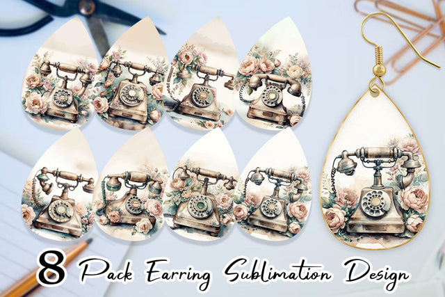 Earring Rotary Telephone Sublimation artnoy 