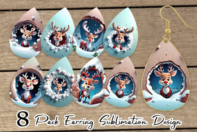 Earring Rudolph Sublimation artnoy 