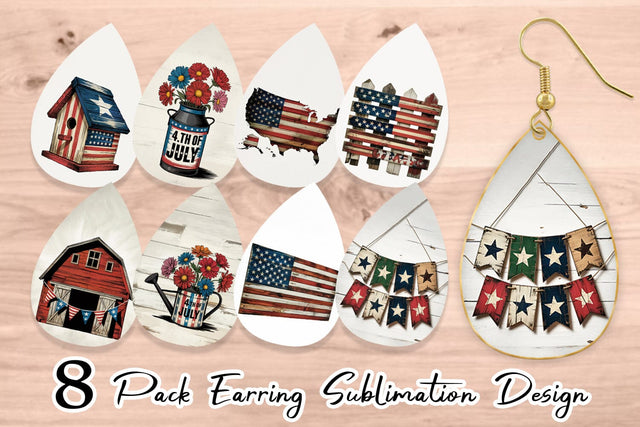 Earring Rustic 4th of July Sublimation artnoy 