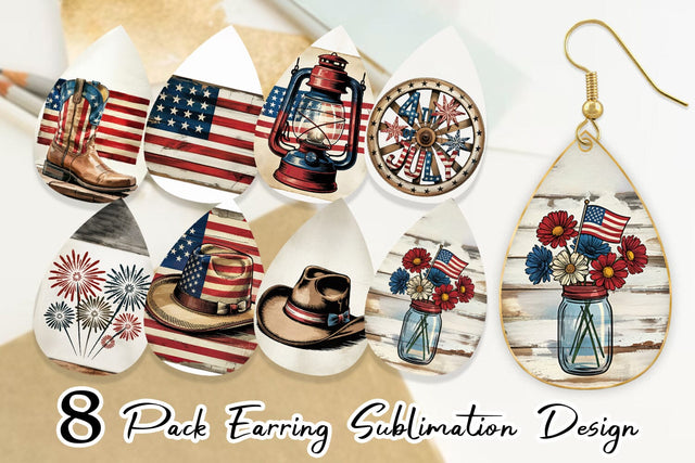 Earring Rustic 4th of July Sublimation artnoy 