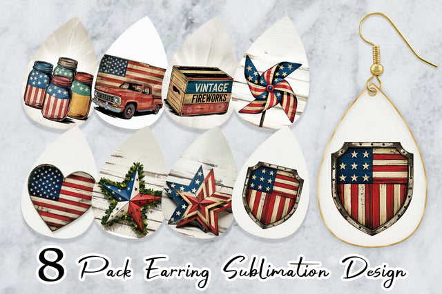 Earring Rustic 4th of July Sublimation artnoy 