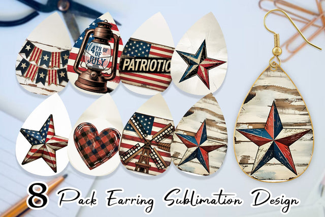 Earring Rustic 4th of July Sublimation artnoy 