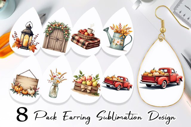 Earring Rustic Autumn Charm Sublimation artnoy 
