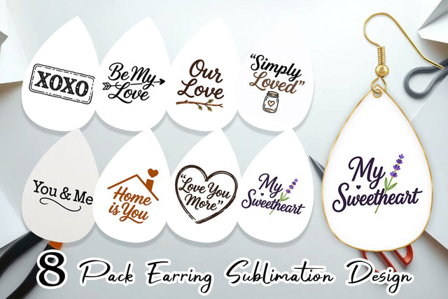 Earring Rustic Farmhouse Valentine Quotes Sublimation artnoy 